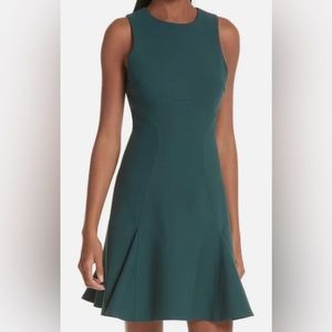 Cinq A Sept Elizabeth Fit and Flare Mini Dress Dark Green Rainforest Size 0